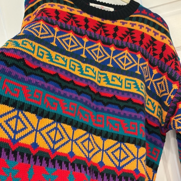Vintage Obermeyer Colorful Retro Crewneck Wool Ski Sweater Mens size Large - Picture 4 of 7